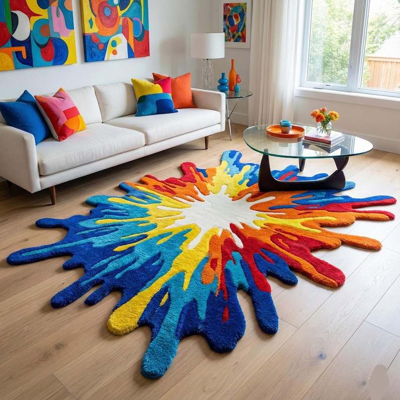 Color Splash Hand-tufted Wool Rug | Abstract Irregular Art Rug ...