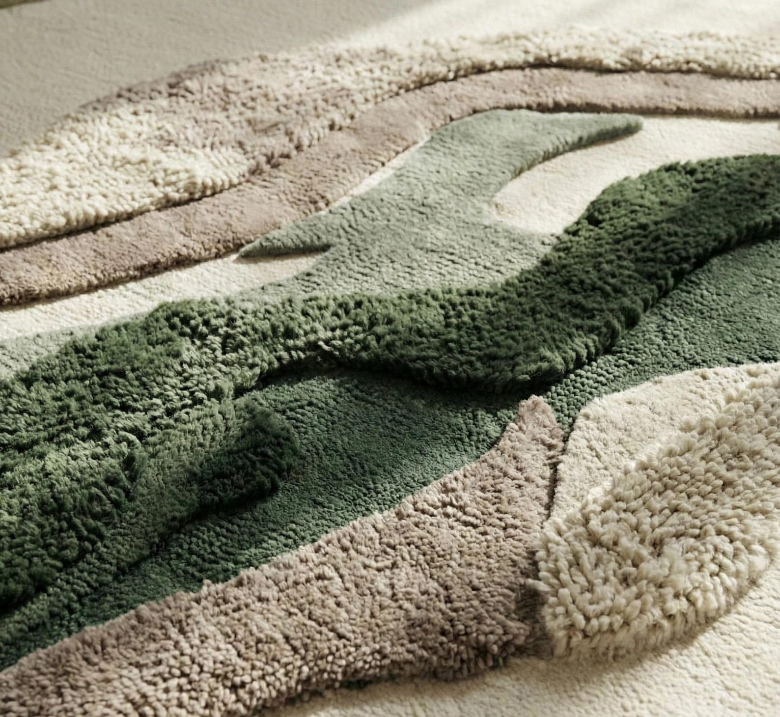 Landscape Rug Tuft Hand-tufted Organic Landscape Rug | Modern Abstract Area Rug in 100% ...