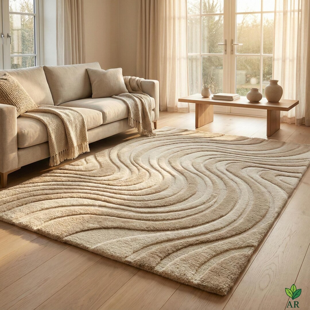 Mellow Sand Rug Soft Sand Wave Luxury Area Rug | Hand-tufted Sculpted Rug | 6x9 - Etsy