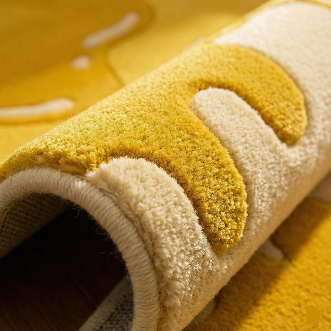 Toom Rug Drip Hand-tufted Wool Rug: Modern Abstract Drip Design, Yellow & Beige, 5x7 ...