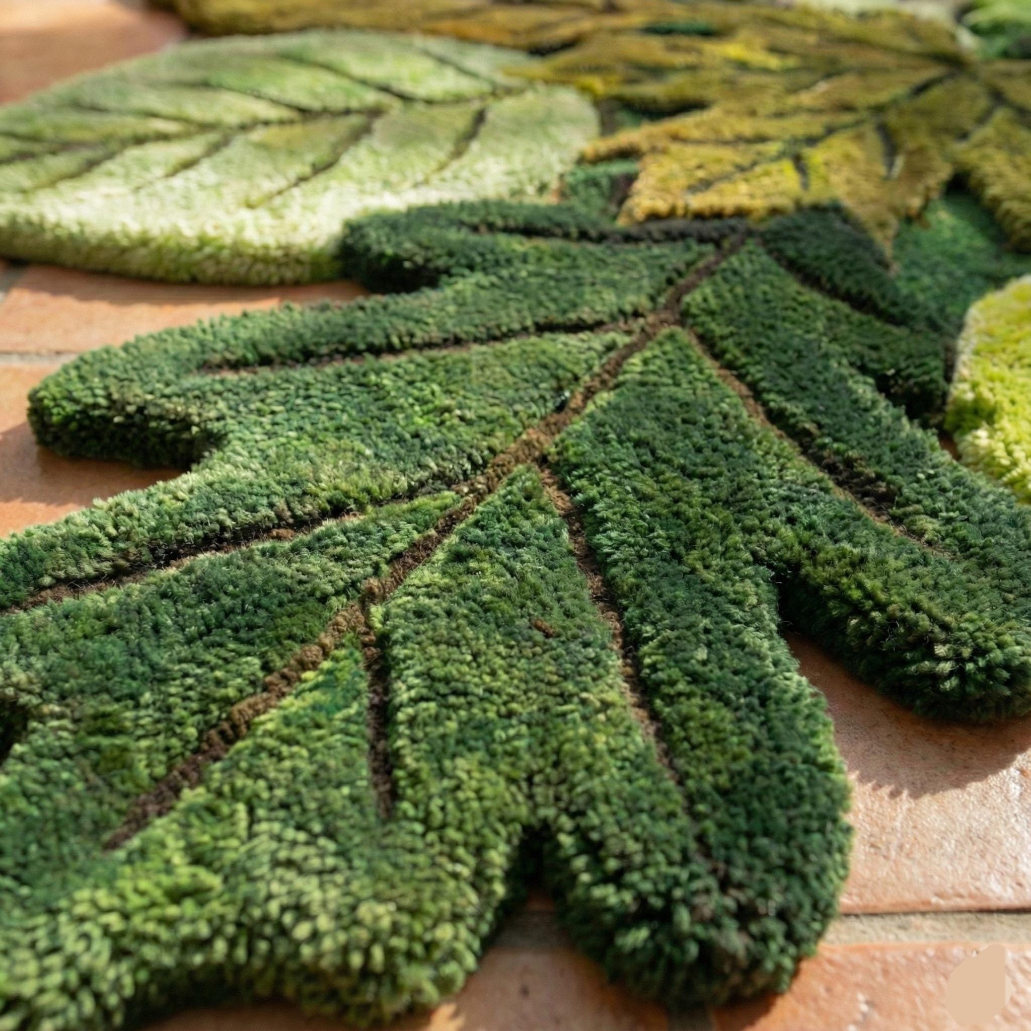 Hand-tufted Botanical Leaf Emotion Rug | Nature-inspired Green Designer ...