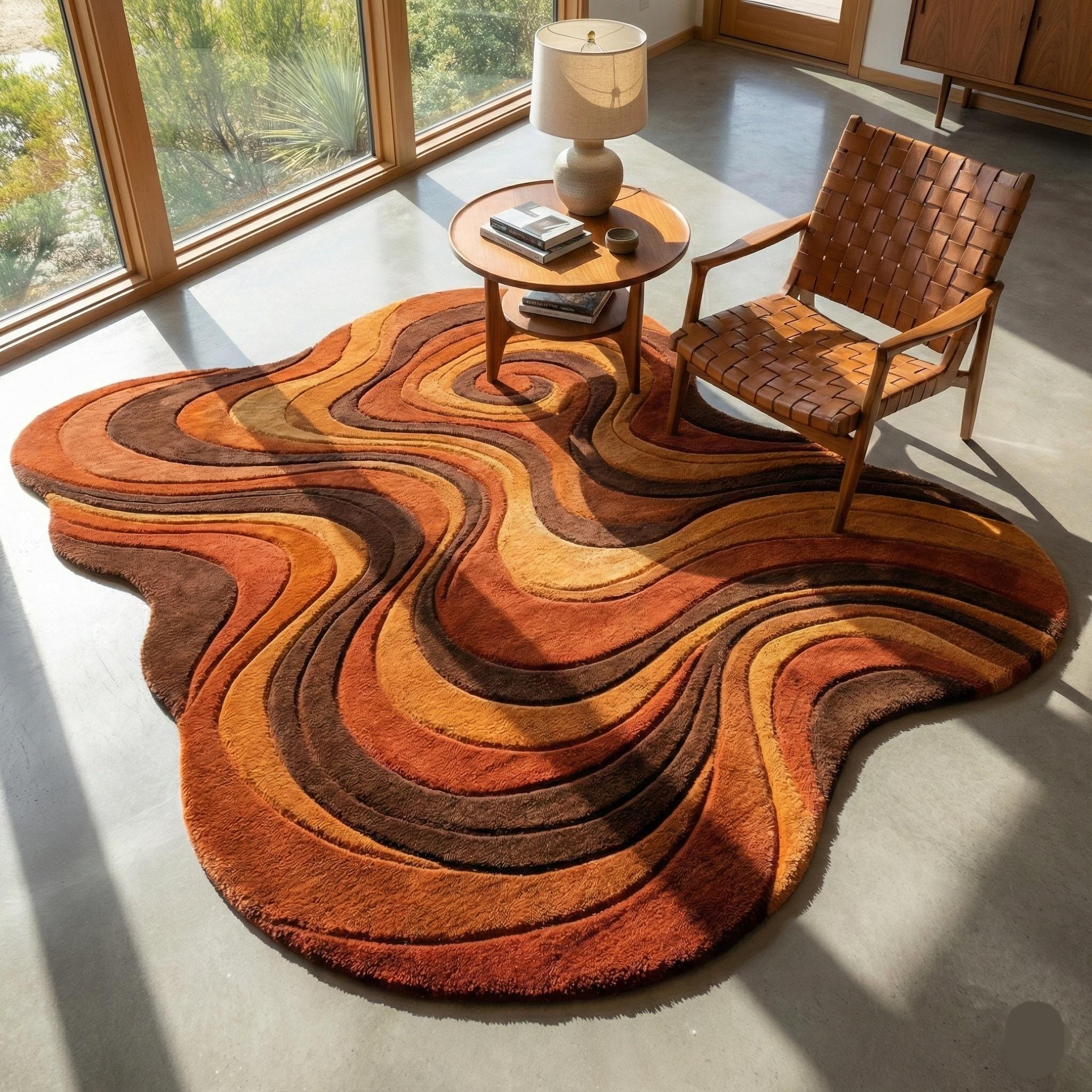 Rod Wave Rugs Earth Flow Hand-tufted Wool Rug | Sculptural Wave Shape Area Rug ...