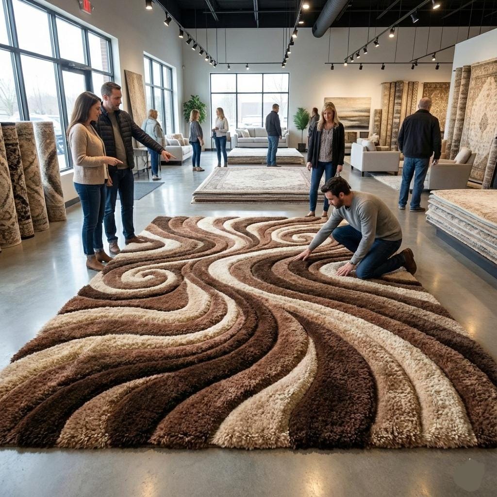Hand-tufted Swirl Wave Wool Rug | Modern Abstract Curved Pattern Area ...