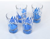 Nautical preppy sailboat juice glasses set of 4