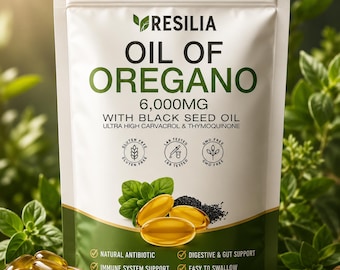 Oil of Oregano 6000mg, Black Seed Oil Softgels, Natural Immune Support Supplement