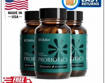 BIOMA Probiotics para la salud intestinal, vegano, sin gluten (suministro para 90 días)