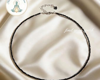 Black Obsidian Choker Necklace, Shield of Quiet Strength, Milestone Gift for Her, Spiritual Guardian Jewelry for New Beginnings