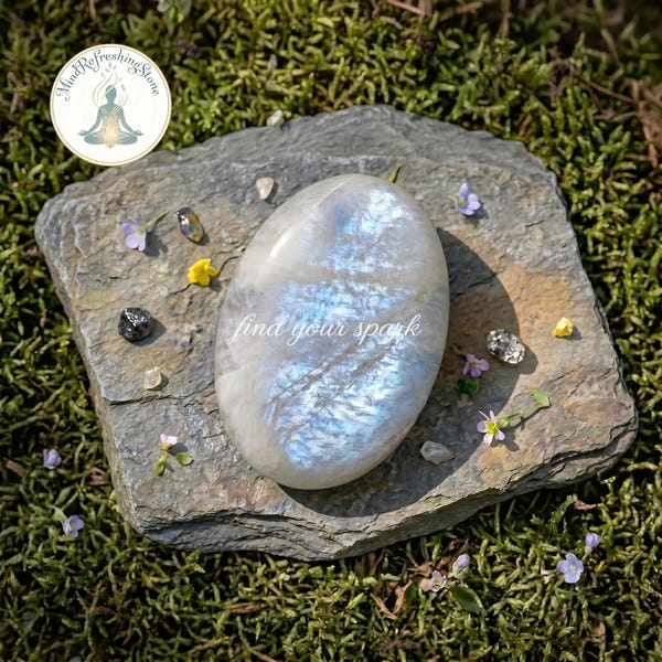 Natural Rainbow Moonstone Tumbled Stone for Calm & New Beginnings Polished Palm Crystal Spiritual Gift