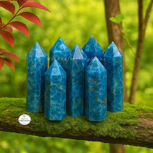 Natural Blue Apatite Tower-Polished Apatite Obelisk Point Wand Crystal-Raw Apatite Stones Obelisk-Car Home Decoration Energy Healing Gift