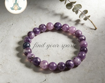 Lepidolite Bracelet - Natural Purple Stone for Calm, Anxiety Relief & Emotional Balance