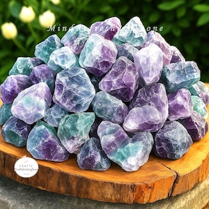 Rainbow Fluorite Crystals,Natural Raw Fluorite Stone Specimens,Premium Quality Rough Purple & Green Rocks for Tumbling,Decor,Wholesale Bulk