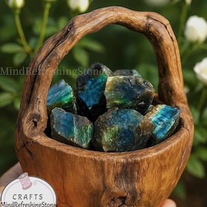 2PCS Raw Labradorite Stone Chunk: High Flash Rainbow Crystal, Healing Decor (3pcs, 1-2")