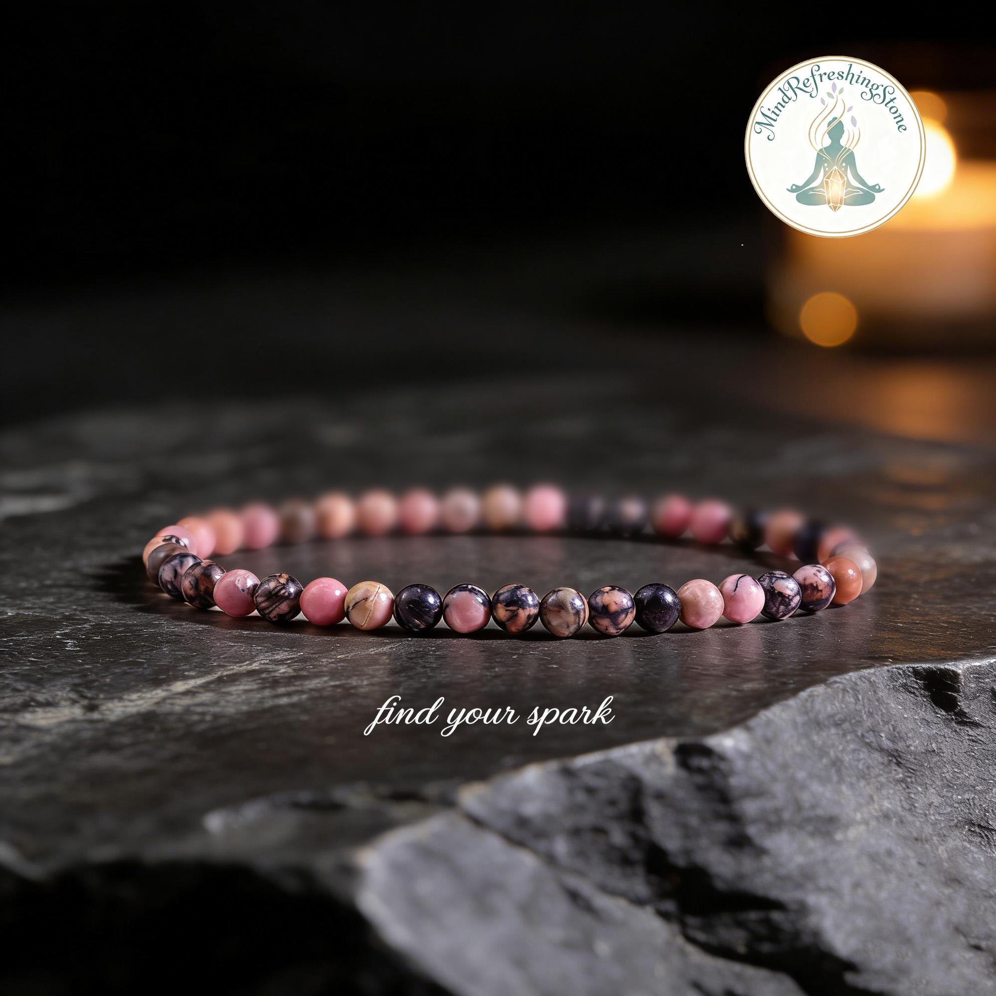 Bracciale con sfere in rodonite rosa | Kidult