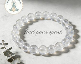 Clear Quartz Bracelet - Master Healing Crystal for Clarity & Energy Amplification, Handmade Stretch