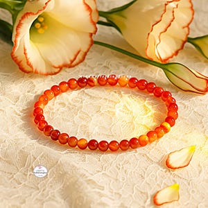5-6mm Natural Carnelian Bead Stretch Bracelet,Root Chakra Energy Bracelet, Red Beaded Dainty Bracelet for Women,Yoga Healing Bracelet
