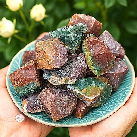 Raw Ocean Jasper Stone: Natural Rough Crystals, Home Decor