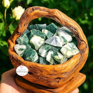 Raw Moss Agate Stone-Moss Agate Rough Healing Crystal Chunks-Tumbling Rough Rocks for Crafts  Hobbies-Bulk Wholesale Moss Agate Gemstone