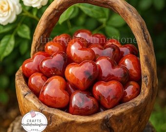 Carnelian Heart Shaped Crystal, Natural Carved Crystal Heart, Carnelian Heart Gem, Stone Heart ,Tumbled Healing Stones, Self Care Gift