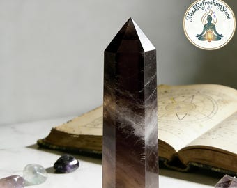 Polished Smoky Quartz Crystal Tower – Root Chakra Obelisk, Mineral Specimens, Healing Crystals