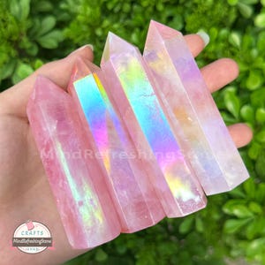 Wholesale Lot 1-5 Lbs Angel Aura Rose Quartz Tower,AAA Polished Quartz Point Angel Aura Wand,Crystal Stones for Meditation Energy Healing