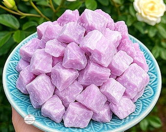 2PCS Raw Kunzite Crystal: Pink Purple Gemstone, Healing Stone, Heart Crown Chakra Meditation
