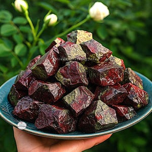 Surowe bryłki kryształów krwawnika: naturalny, surowy kamień szlachetny do obróbki w bębnie, okazy minerałów, kryształy lecznicze