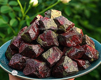 2PCS Raw Bloodstone Crystal Chunks: Natural Rough Gemstone for Tumbling, Mineral Specimens,Healing Crystals