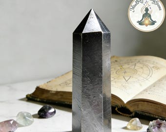 Hematite Stone Tower, Natural Obelisk Decor (3-3.5")