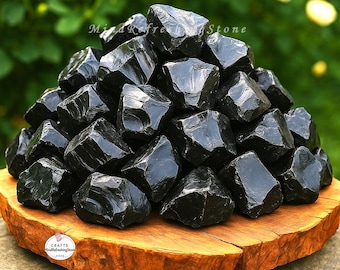 Obsidiana negra en bruto, cristal decorativo para meditación, de 1 a 5 libras.