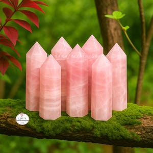 Pink Natural Rose Quartz Tower Point-Rough Gemstone Obelisk Wand-Polished Crystal Home Decoration-Meditation Mineral Rock Specimens Gifts