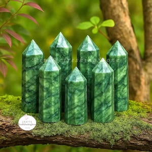 Natural Green Jade Tower Points-Nephrite Jade Crystal Obelisk Wand-Jade Stone Collection Mineral Specimens-Healing Chakra-Home Decor Gift