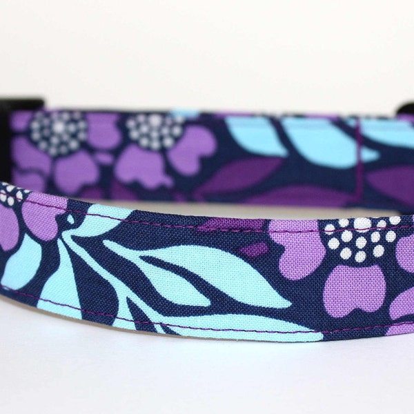 Dog Collar - The Lavender & Lilac - purple, lavender, teal adjustable dog collar