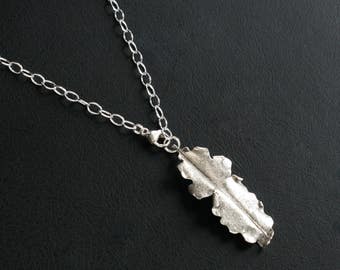 Silver Leaf Organic Pendant Necklace Sterling Silver Botanical Nature Inspired