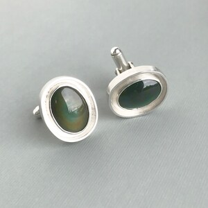 Sheen Obsidian Cufflinks in Sterling Silver Cat's Eye image 3