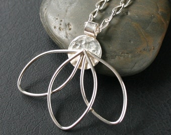 Petals Necklace - Sterling Silver Petals Pendant Necklace. Flower/Floral/Feminine