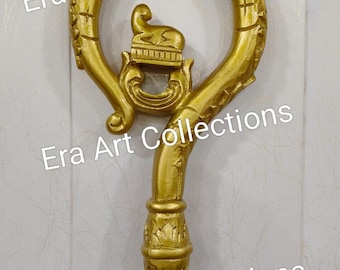 Báculo episcopal dorado ornamentado con el Cordero de Dios - Cabeza de báculo pastoral ceremonial - Báculo litúrgico religioso - Decoración de iglesia católica 72 pulgadas