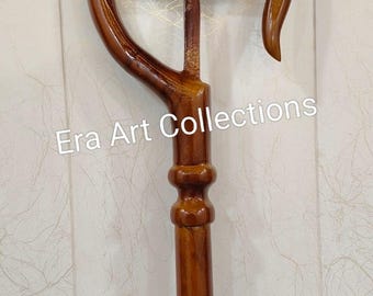 Báculo de madera tallado a mano con cruz – Báculo pastoral de obispo de 182 cm