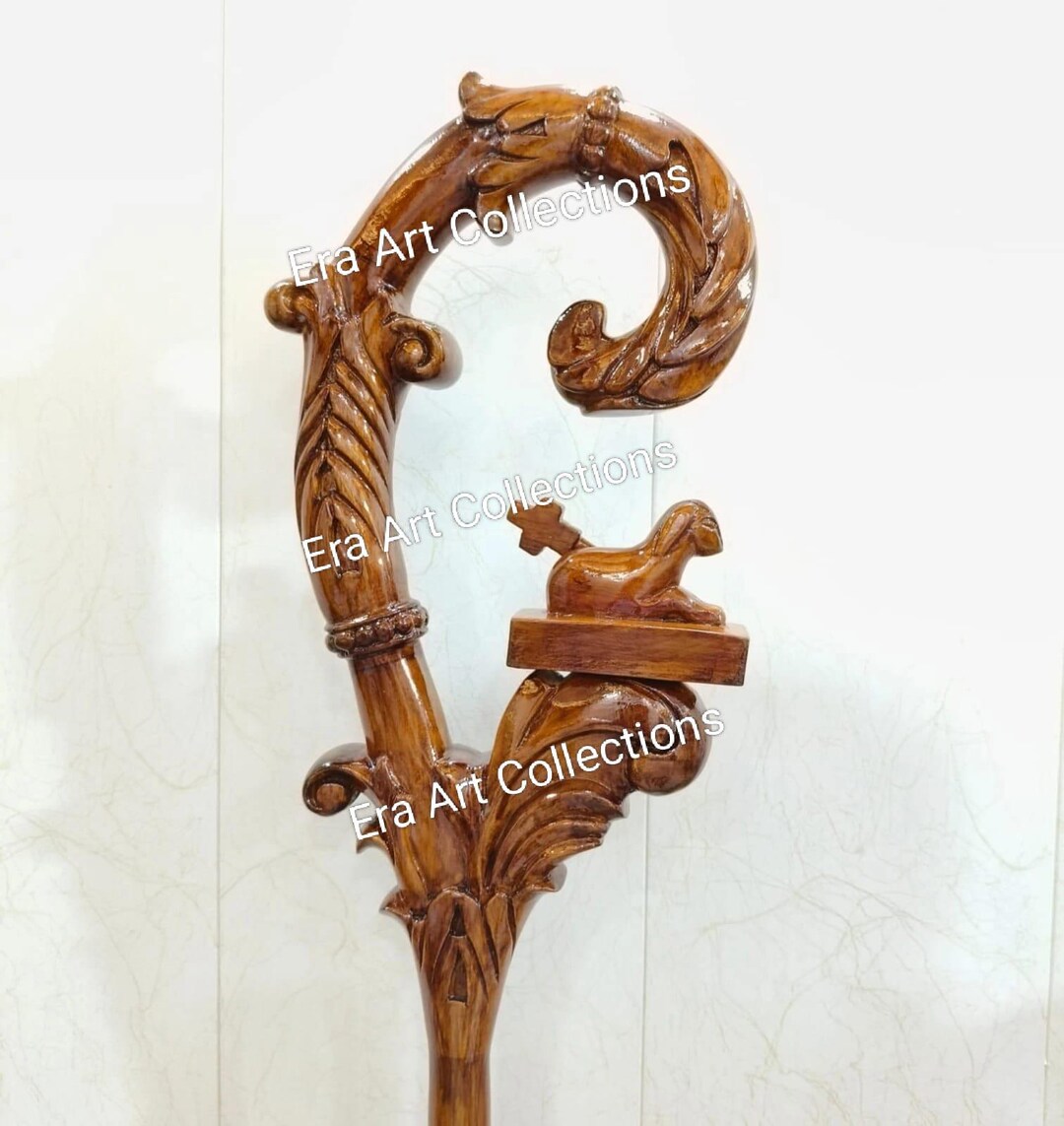 Orthodox Bishop Walking stick Handmade Wooden Crozier, 72 Inch