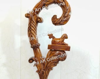 Orthodox Bishop Walking Stick Handmade Wooden Crozier, 72 Inch Polish Staff