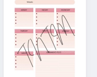 Pink Aesthetic Study Planner | Weekly Student Organizer (PDF Digital Download)