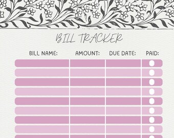 Bill Tracker | Printable, Goodnotes & Notability