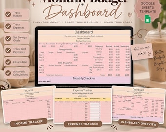 Monthly Budget Spreadsheet | Google Sheets Budget Planner | Finance Tracker | Expense Tracker | Savings & Debt Tracker