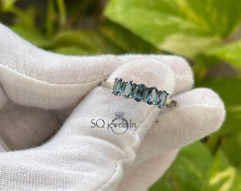 Alexandrite Sterling Silver Half Eternity Band Ring