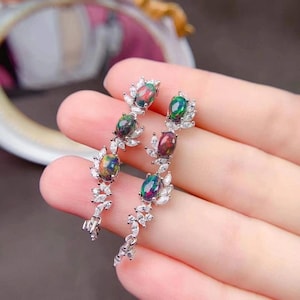 Clous d'oreilles opale de feu naturelle en or 14 carats et argent sterling 925, opale noire, clou d'oreille, pierre de naissance d'octobre, cadeau pour elle