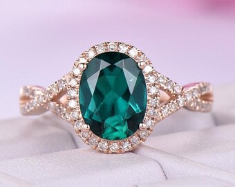 Dainty Emerald Infinity Halo Ring, 925 Sterling Silver Oval Cut Handmade Ring For Her, May Birthstone Emerald Ring, Wedding Ring For Women
