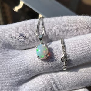 Natural Fire Opal Pendant Necklace, Beautiful Solitaire Cabochon Opal Pendant Necklace, 925 Sterling Silver Opal Necklace For Her/Women