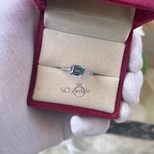 Unique Color Changing Alexandrite Ring In 925 Sterling Silver Emerald Cut Alexandrite Ring Handmade Ring June Birthstone Ring