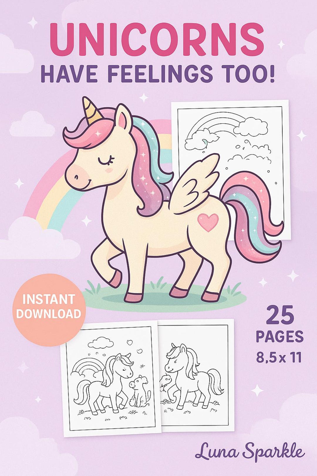 Unicorn Coloring Book Printable | Kids Feelings N Emotions Activity ...