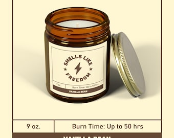 Smells Like Freedom Candle: Coconut Apricot Wax in Amber Jar