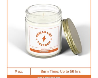 Smells Like Freedom Candle: Coconut Apricot Wax, 9oz Clear Jar